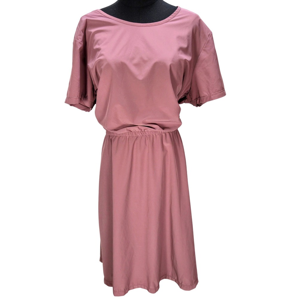 Women's Duluth Trading XL Mauve Short Sleeve Elastic Waist Pocket Dress